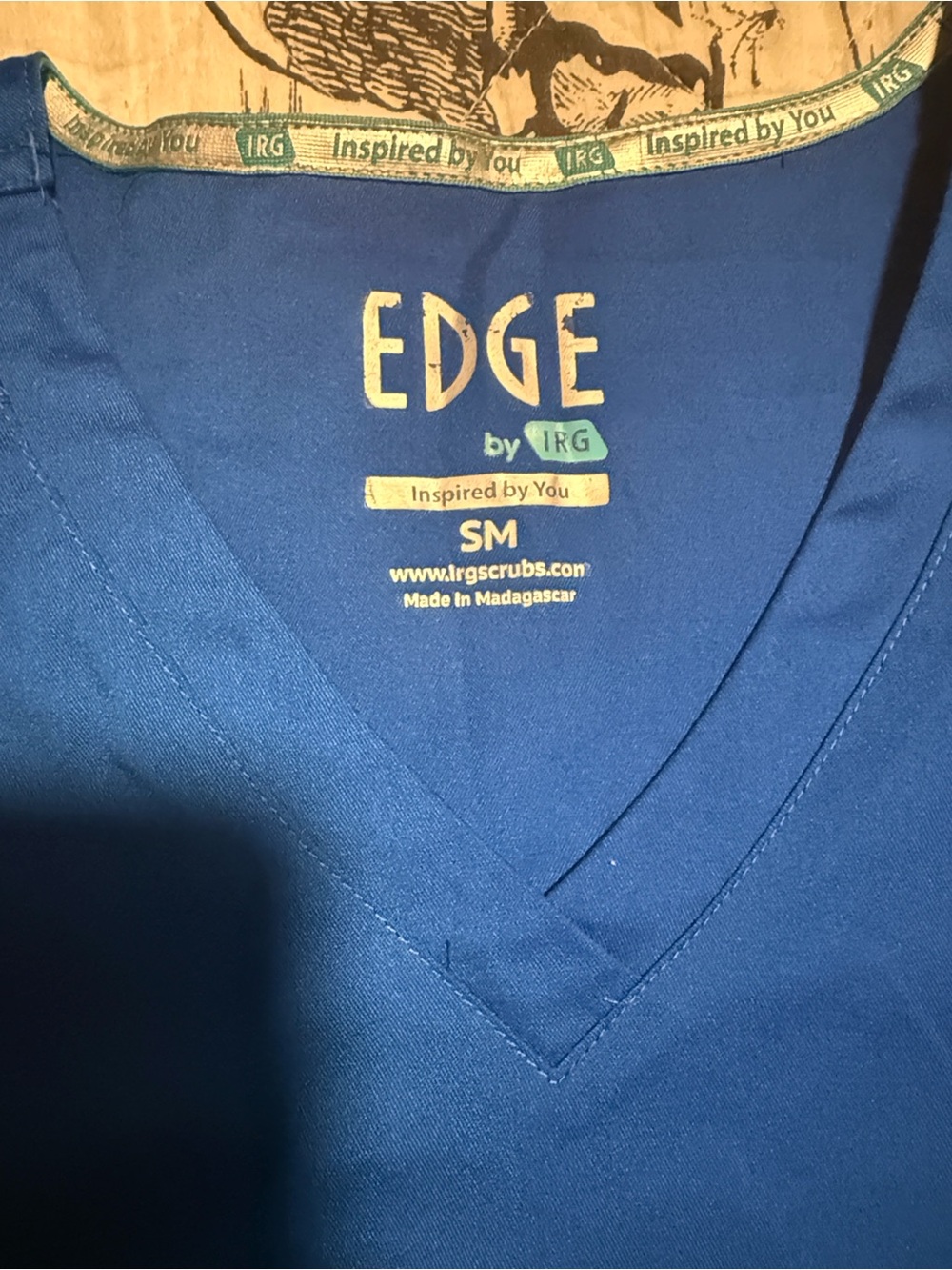 edge Blue V-Neck Short Sleeve Medical Scrub Top